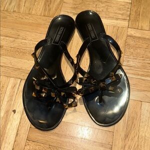 Victoria Adames rock stud black sandals